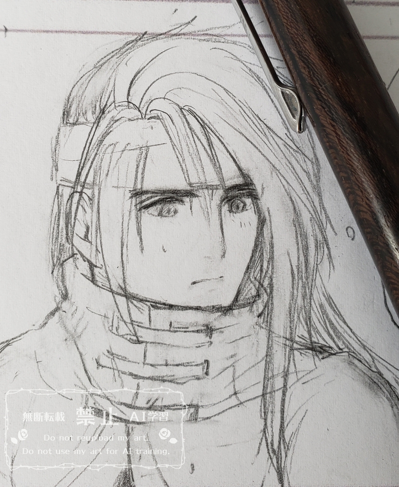 #ヴィンセント・ヴァレンタイン#FF7#モノクロイラスト