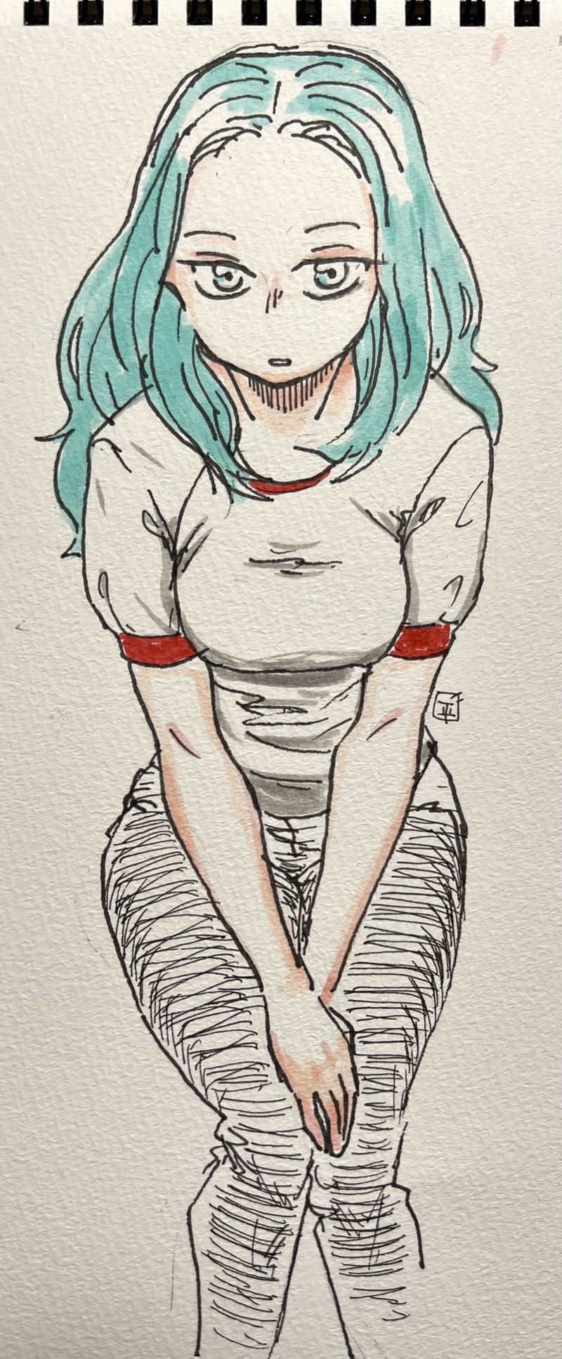 #女の子#女の子イラスト#落書き#ジーンズ