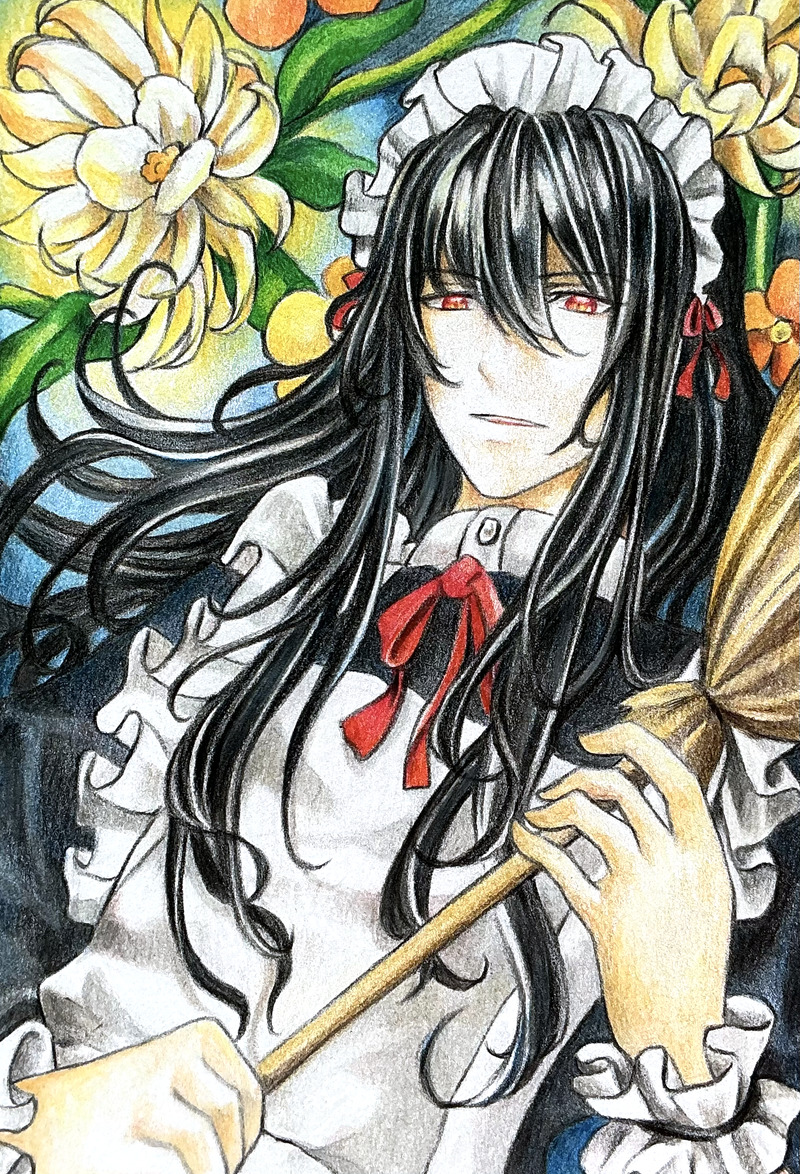 #創作男子#長髪男子#創作#イラスト#色鉛筆