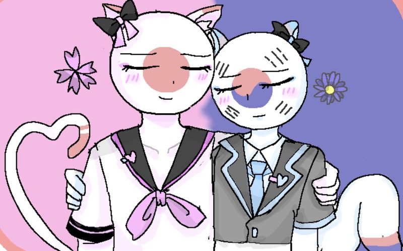 #カンヒュ#countryhumans#にゃぽん#韓国#ロシア