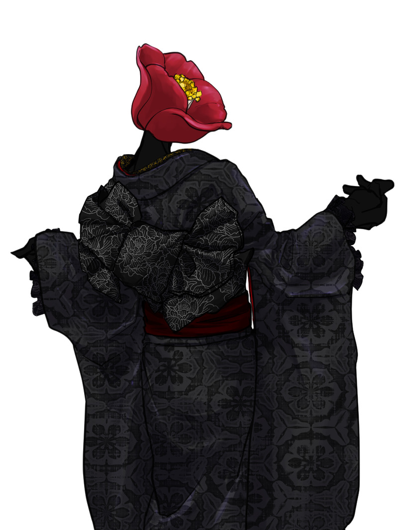 #異形頭#紅木つばき#着物